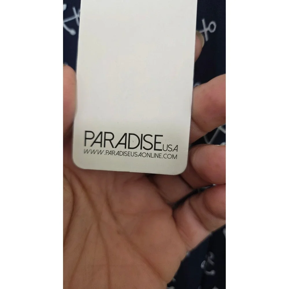 NEW Paradise USA Anchor Print Cover Dress Women's L Navy Blue Nautical Summer‎